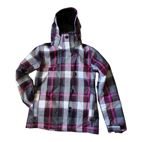 powder room Jackets & Coats Powder Room Snowjacket Pinkpurple Plaid Women Size Medium Poshmark